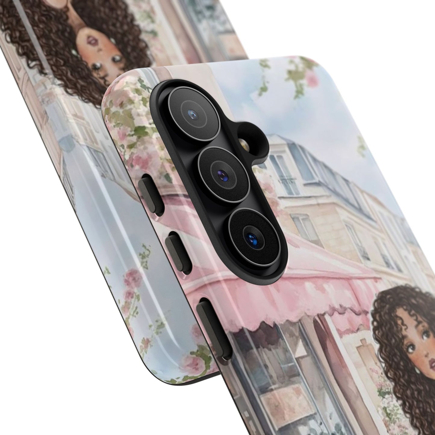 Paris Cafe Phone Case — Curly-Haired Girl Premium Cover