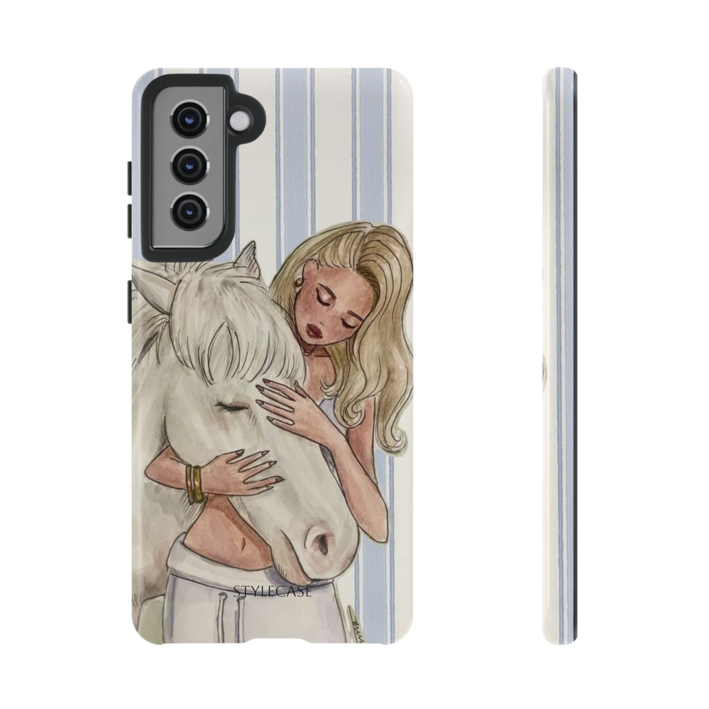 Blonde Woman & White Horse Phone Case - Samsung & Iphone Case