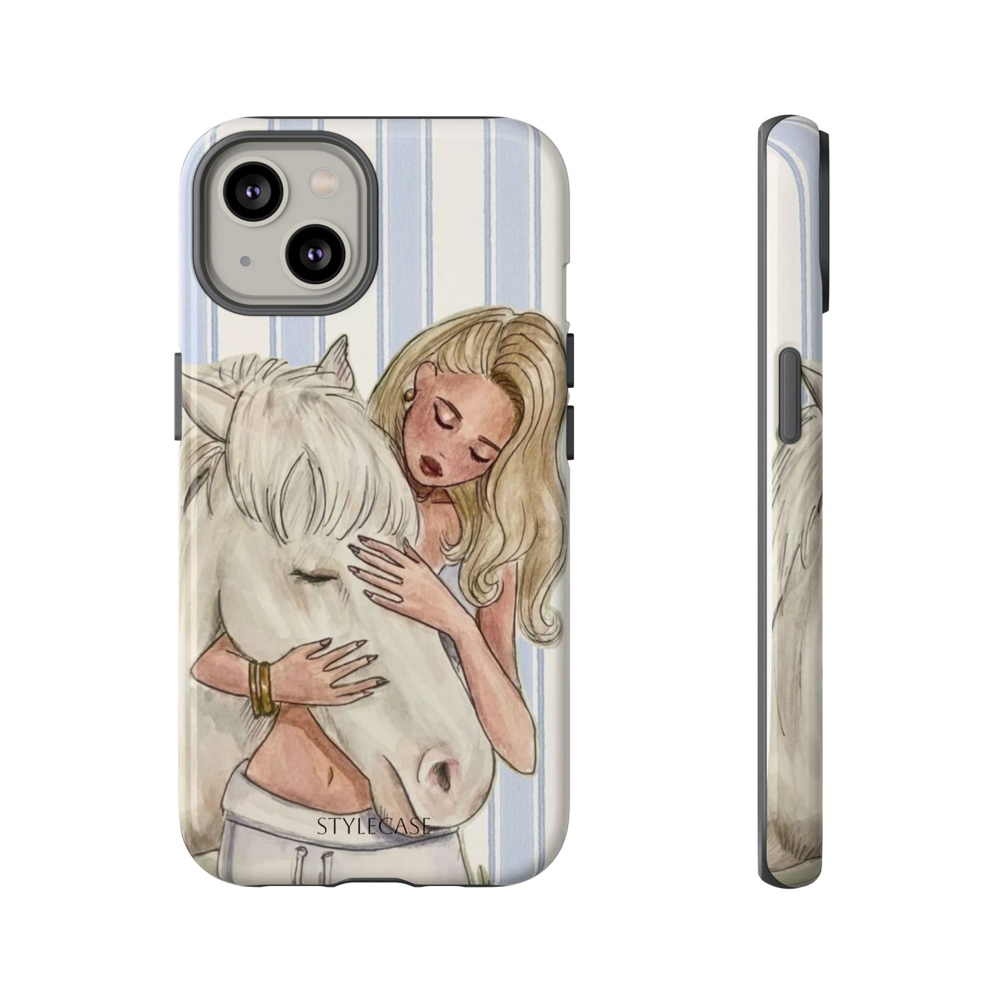Blonde Woman & White Horse Phone Case - Samsung & Iphone Case