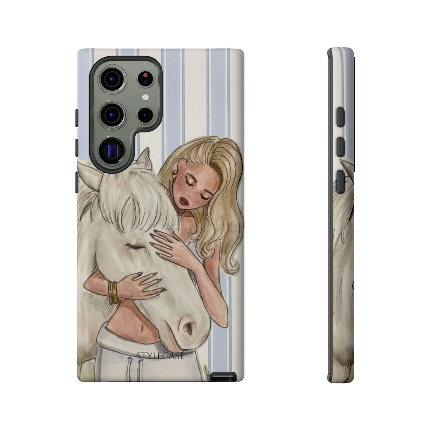 Blonde Woman & White Horse Phone Case - Samsung & Iphone Case