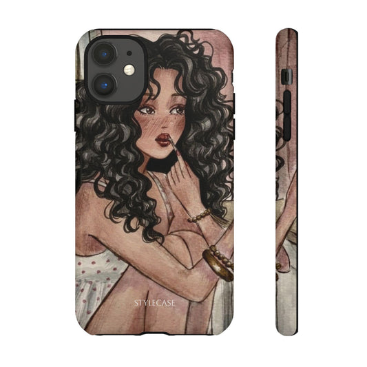 Curly-Haired Woman Phone Case – Vintage Vibe Premium Tough Case
