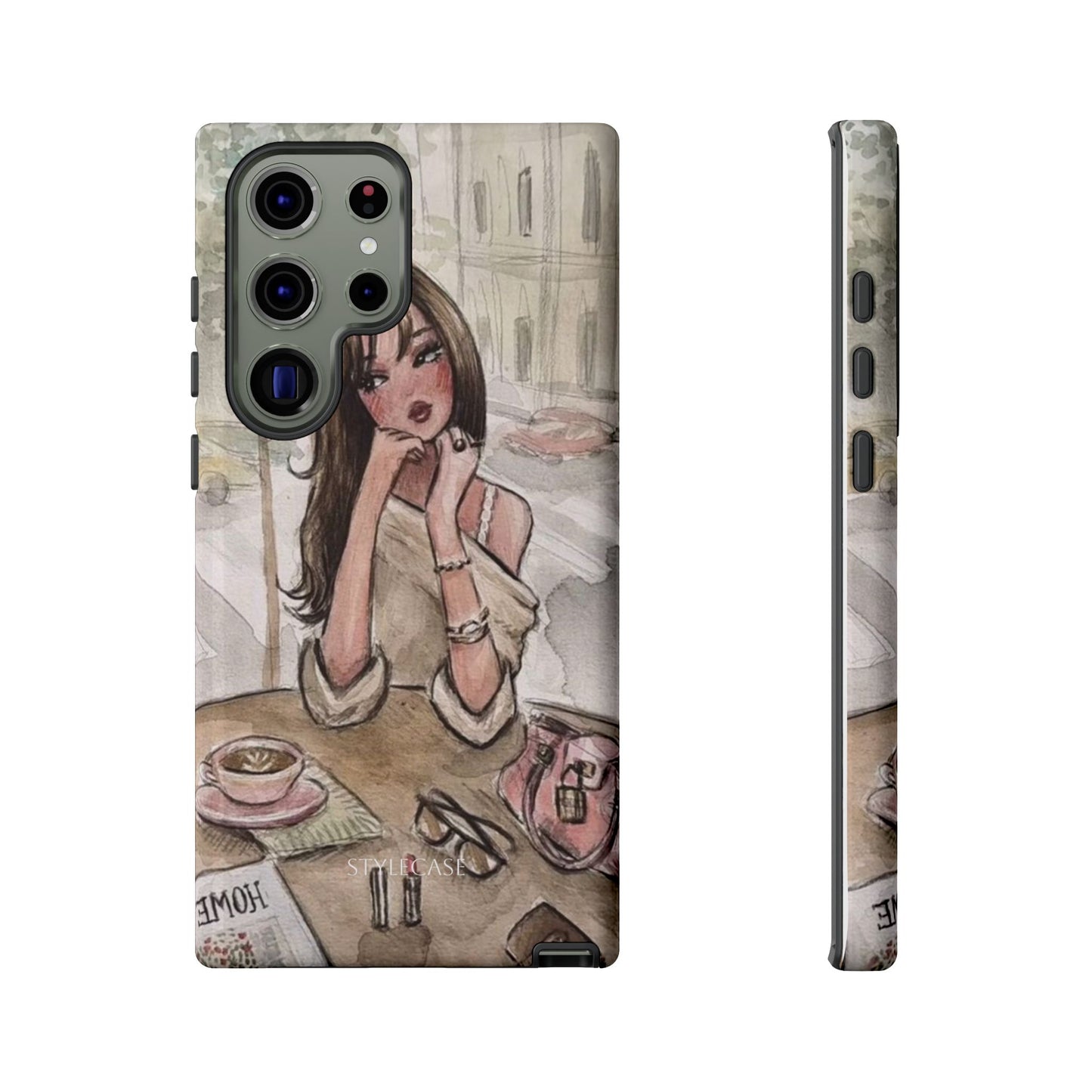 Chic Girl Café Phone Case — Cute Samsung & Iphone Cover