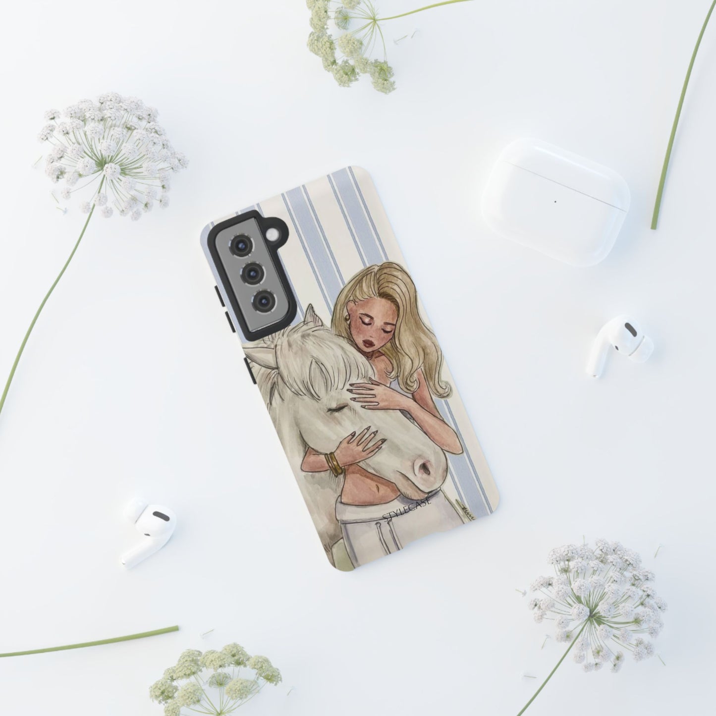 Blonde Woman & White Horse Phone Case - Samsung & Iphone Case