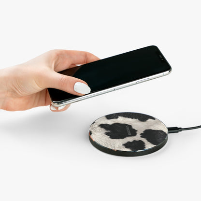 Cow Print Wireless Charger – Stylish Faux Fur Phone Charger