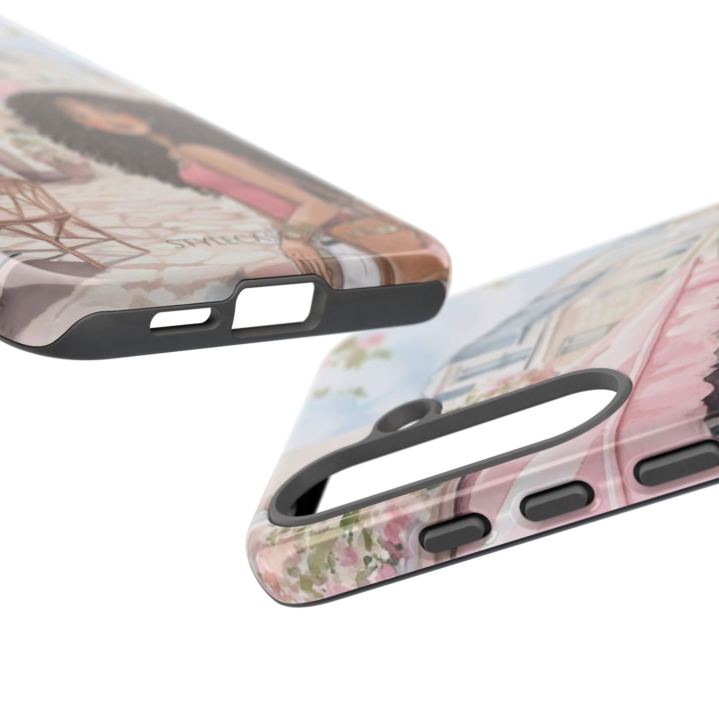 Paris Cafe Phone Case — Curly-Haired Girl Premium Cover