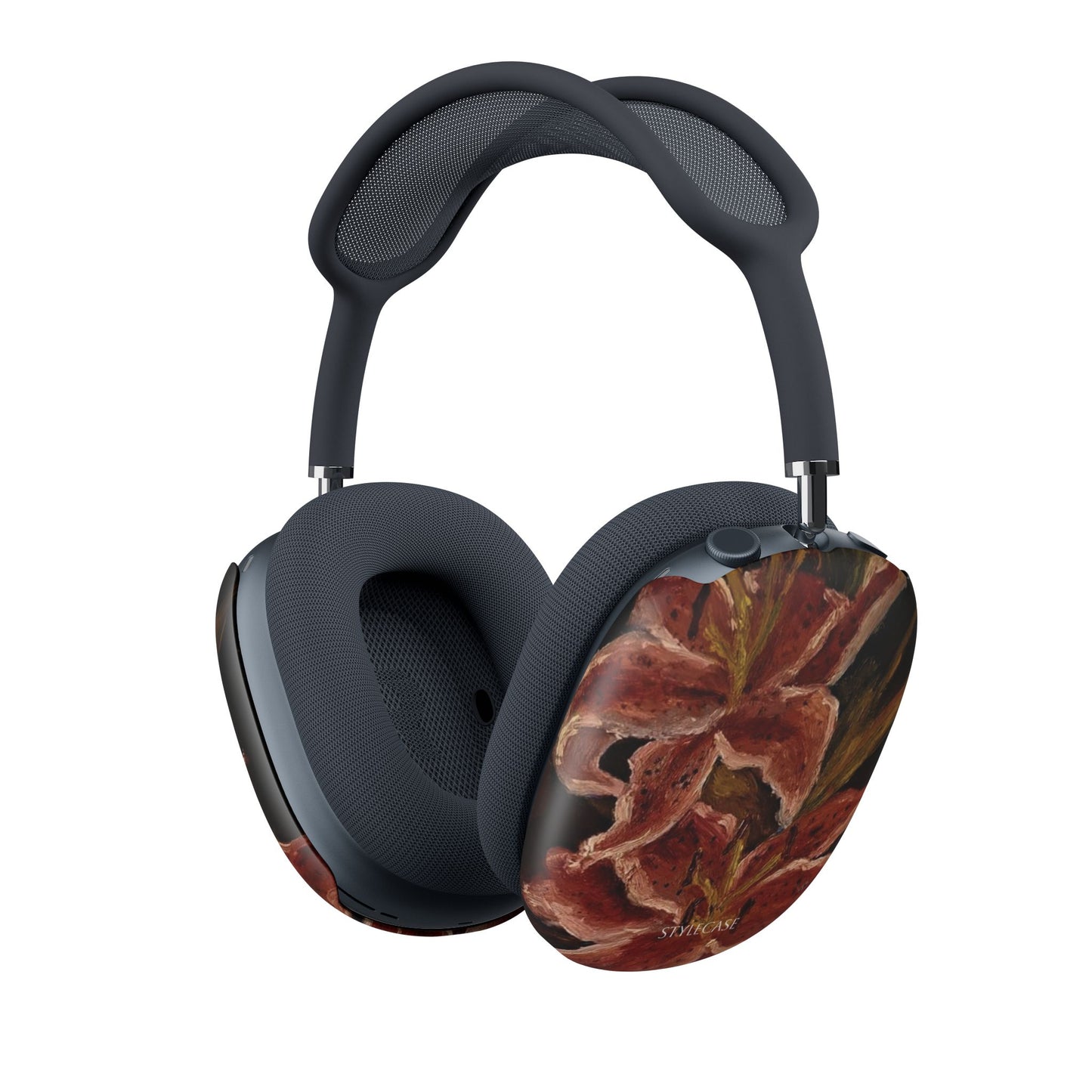 Floral Red Orchid AirPods Max Case — Protective Decorative Headphones Case