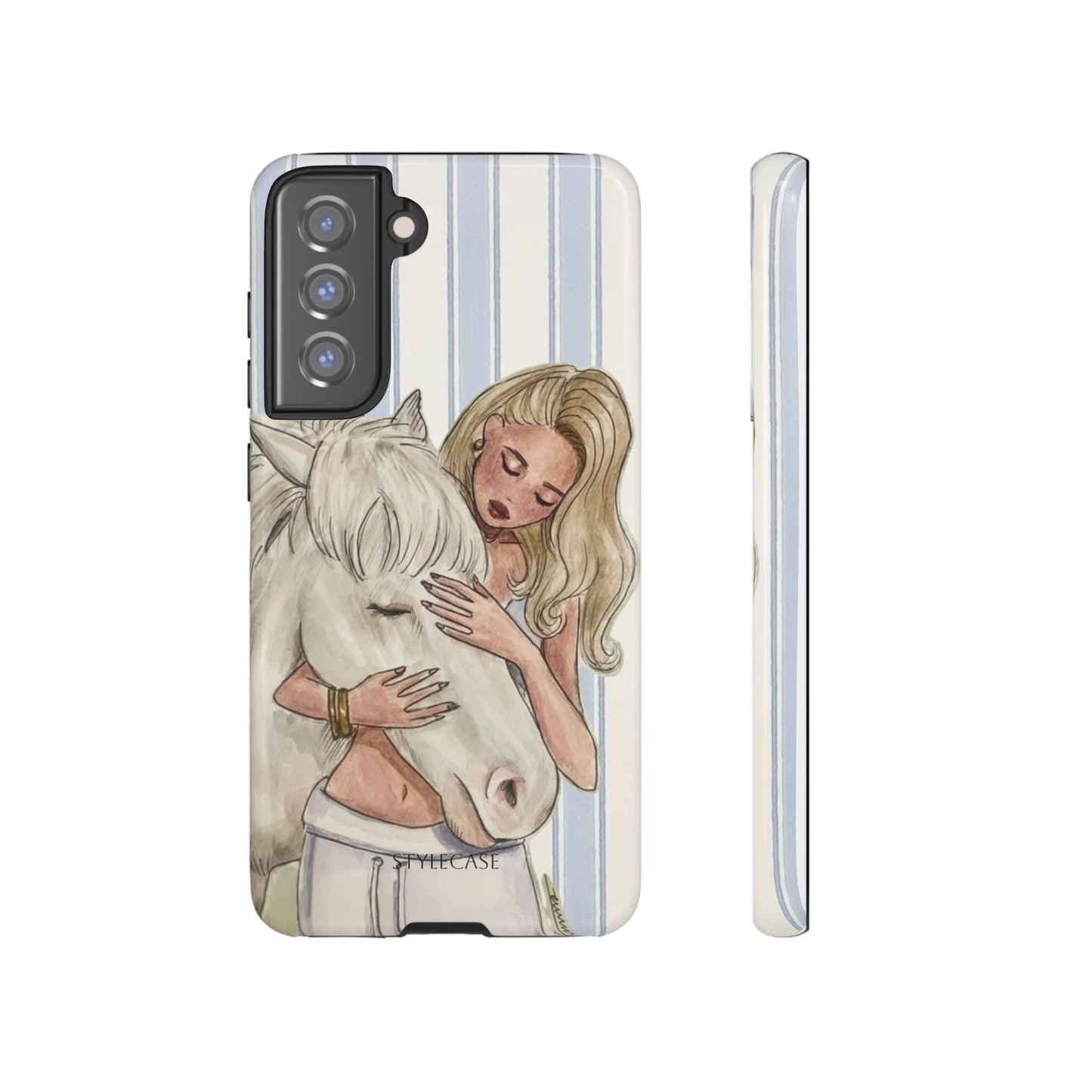 Blonde Woman & White Horse Phone Case - Samsung & Iphone Case