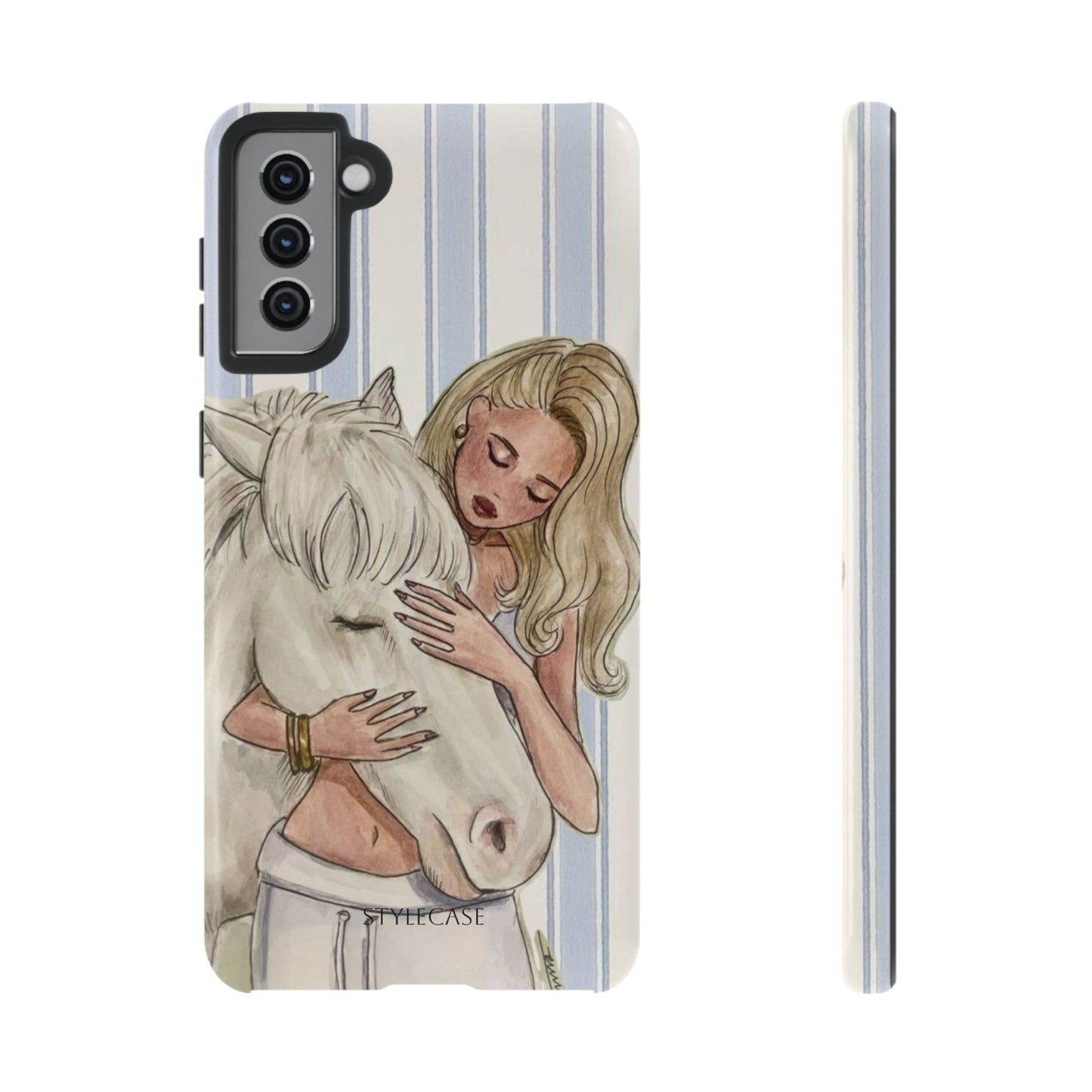 Blonde Woman & White Horse Phone Case - Samsung & Iphone Case