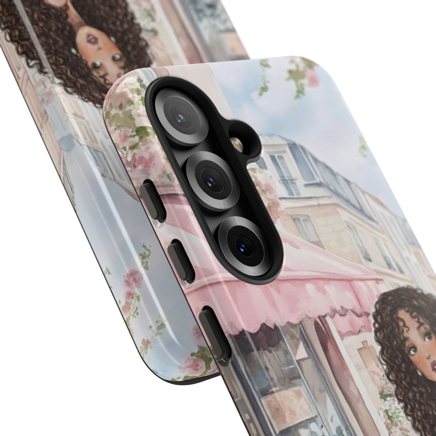 Paris Cafe Phone Case — Curly-Haired Girl Premium Cover