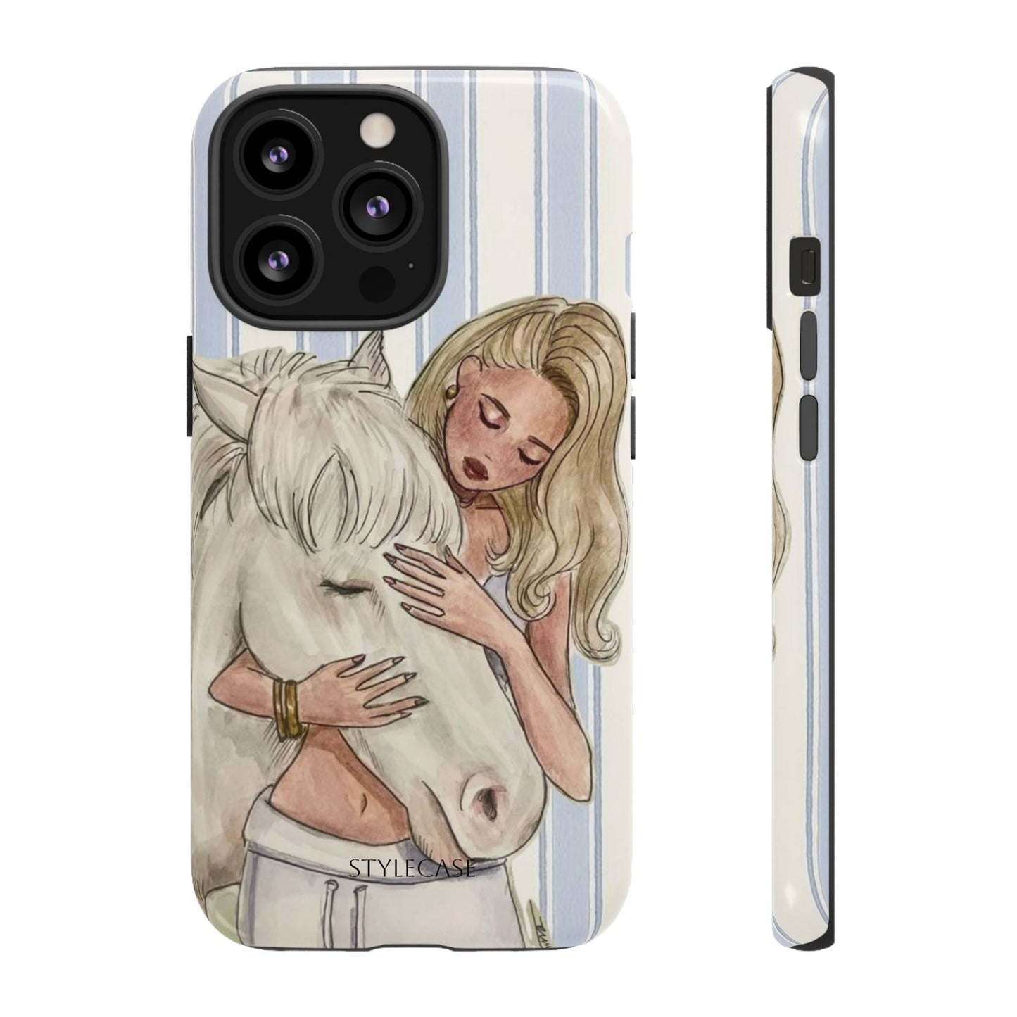 Blonde Woman & White Horse Phone Case - Samsung & Iphone Case