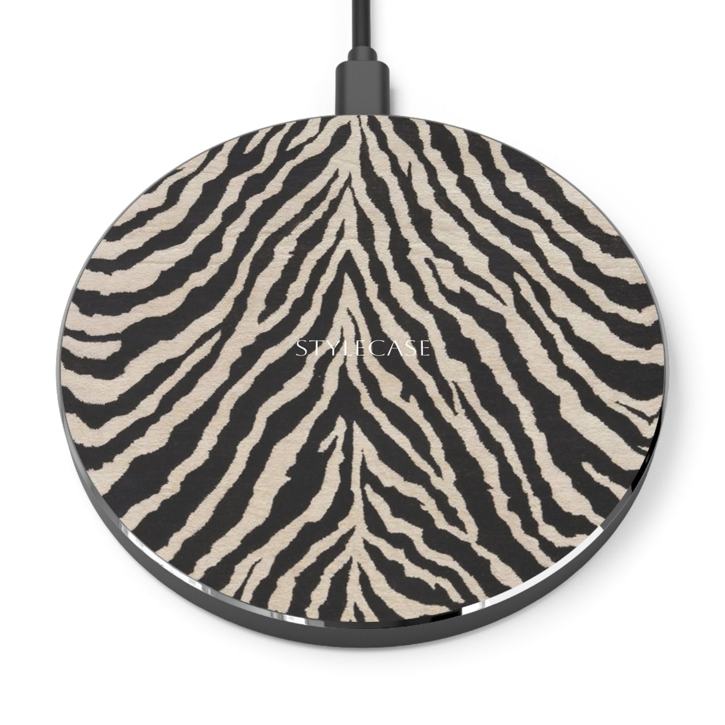 Zebra Print Wireless Charger — Sleek Animal Print Fast Charging Pad
