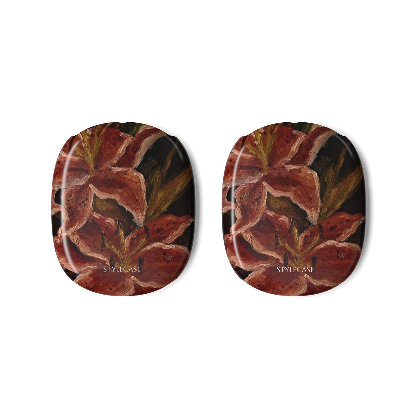 Floral Red Orchid AirPods Max Case — Protective Decorative Headphones Case