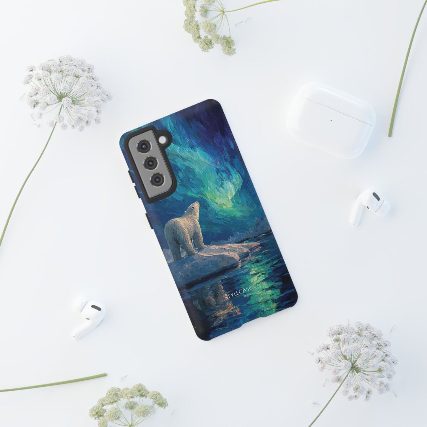 Aurora Night Phone Case — Polar Bear Protective iPhone And Samsung Cover