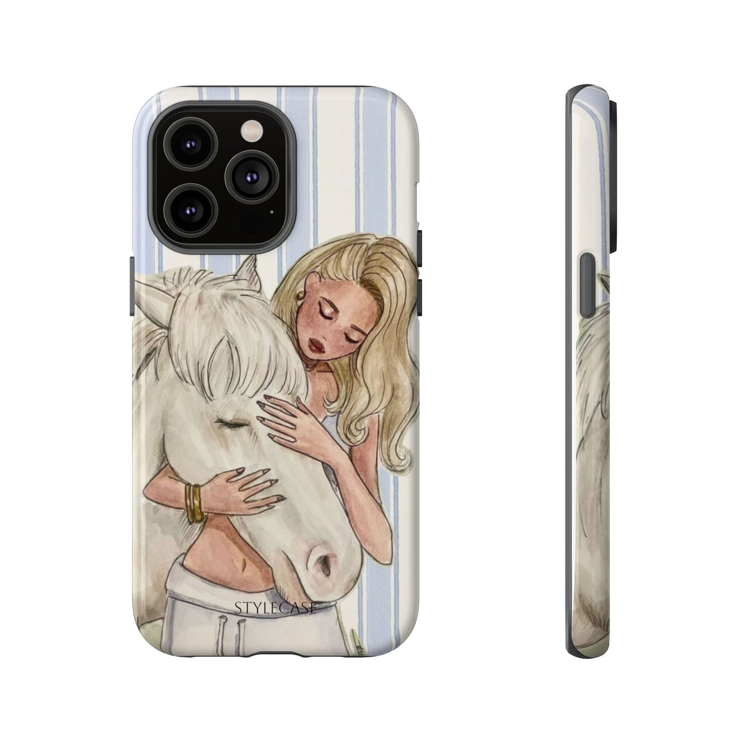 Blonde Woman & White Horse Phone Case - Samsung & Iphone Case