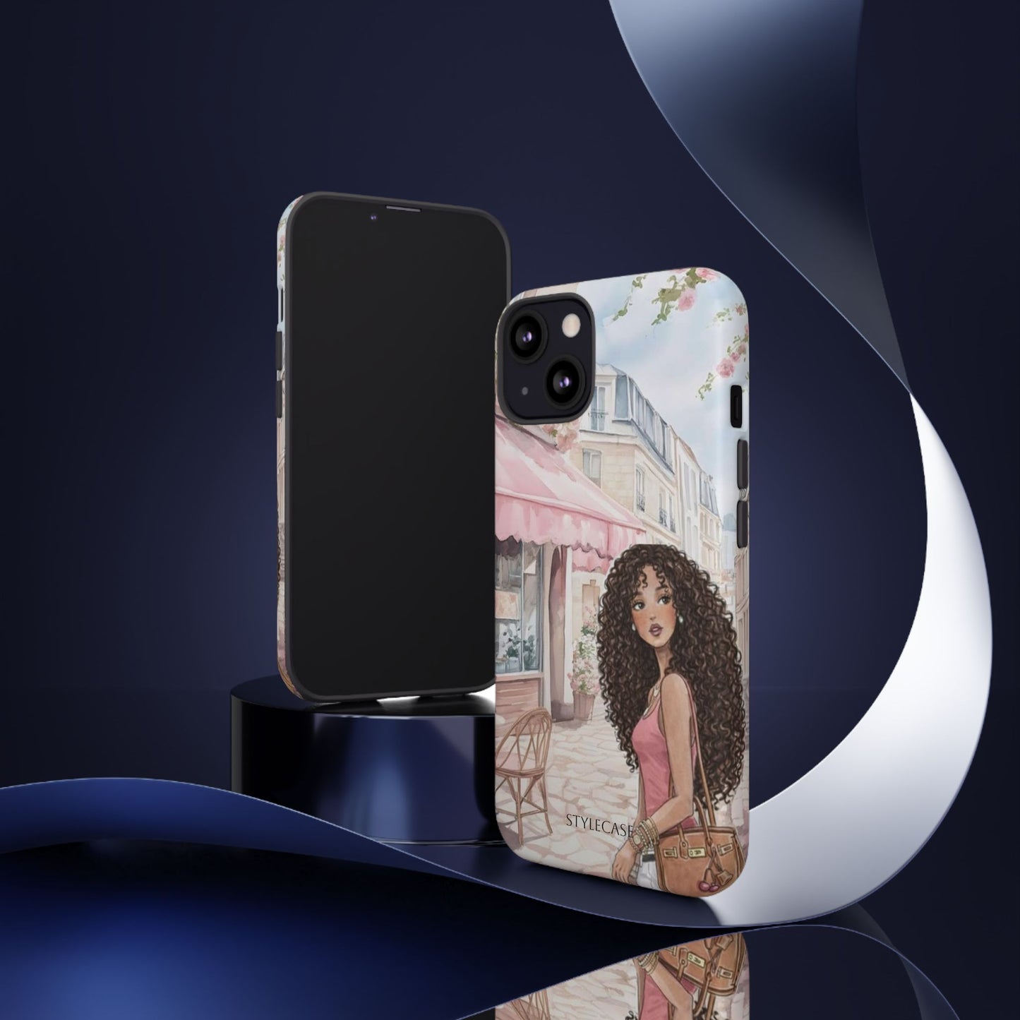 Paris Cafe Phone Case — Curly-Haired Girl Premium Cover