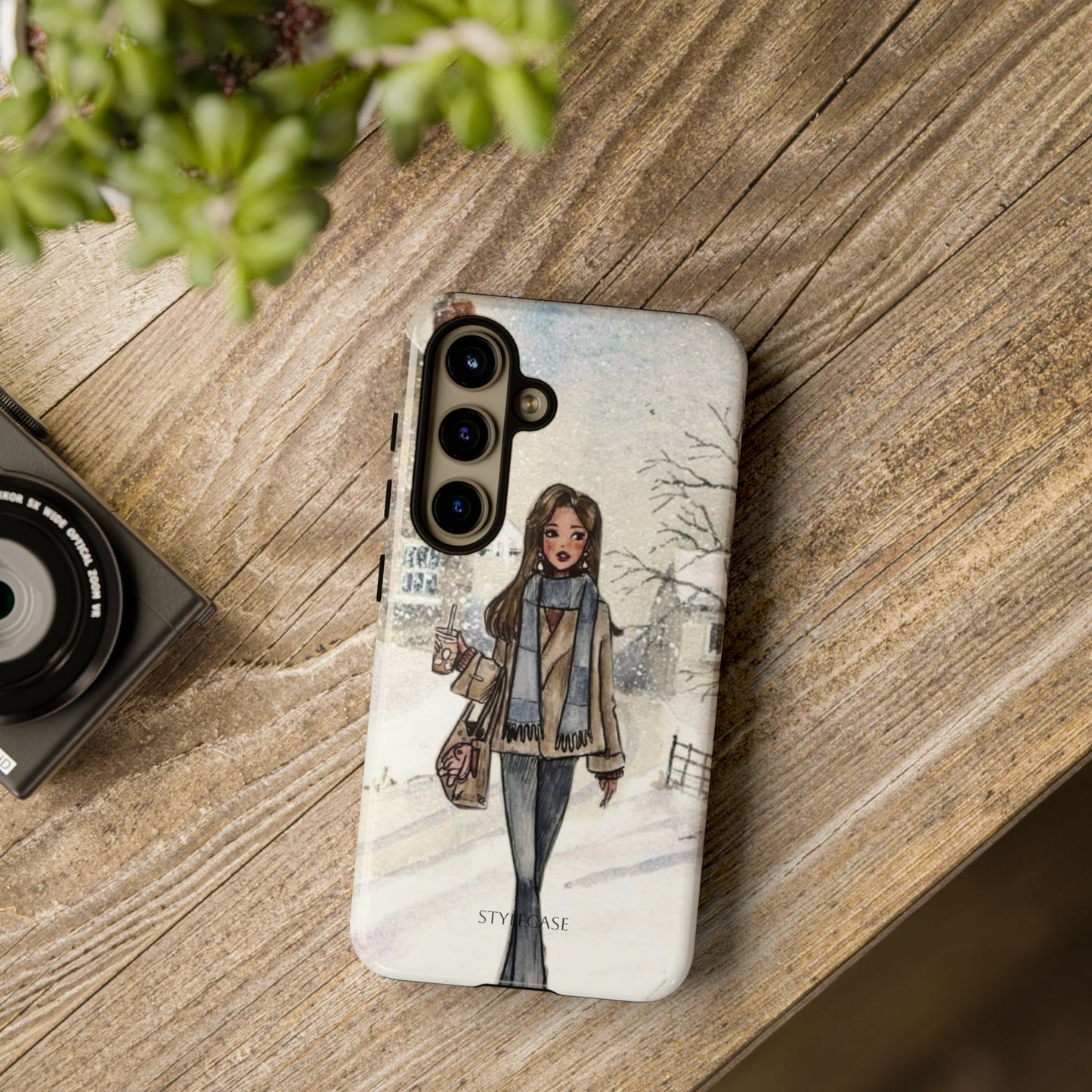 Winter Stroll Phone Case — Cute Girl In Snowy Village Premium  Case
