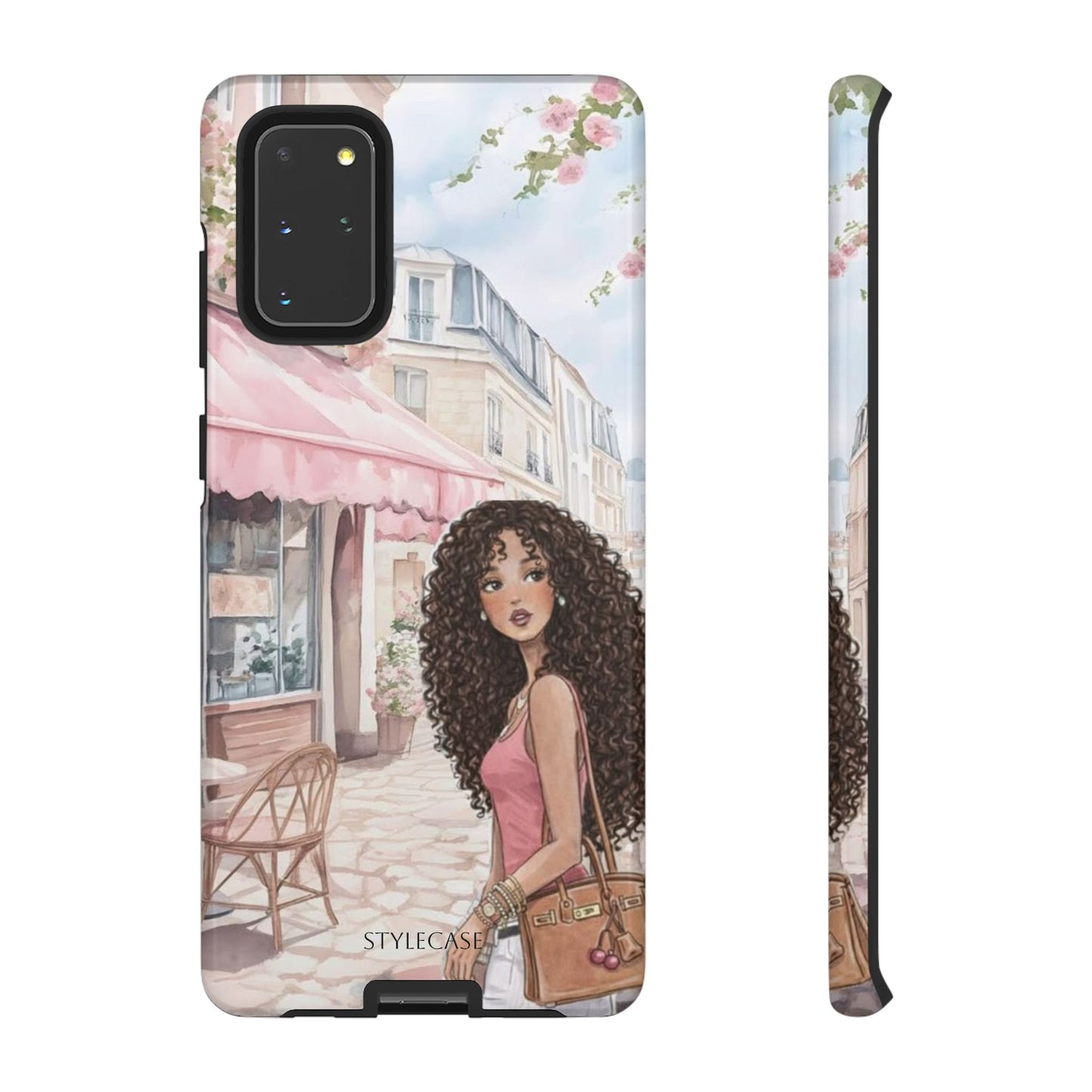 Paris Cafe Phone Case — Curly-Haired Girl Premium Cover
