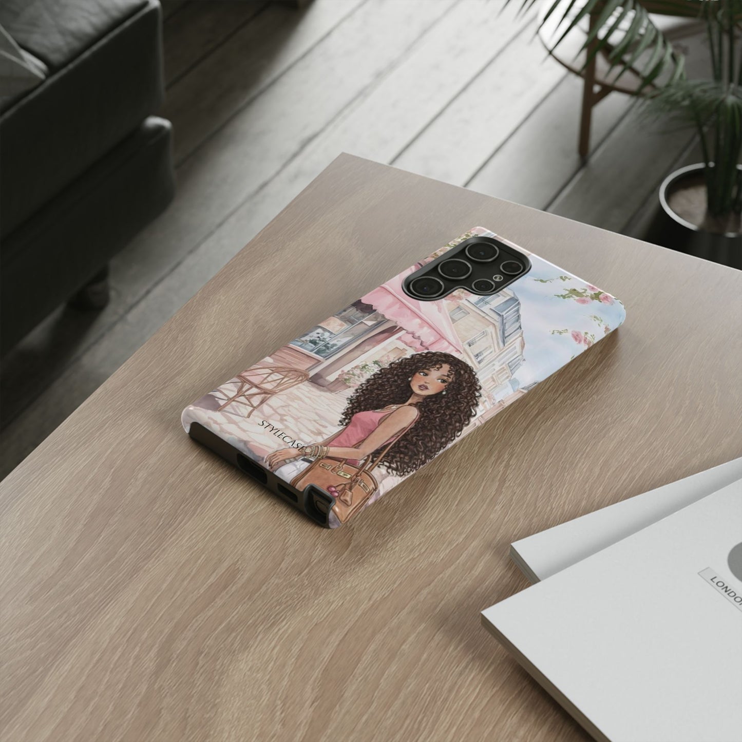 Paris Cafe Phone Case — Curly-Haired Girl Premium Cover