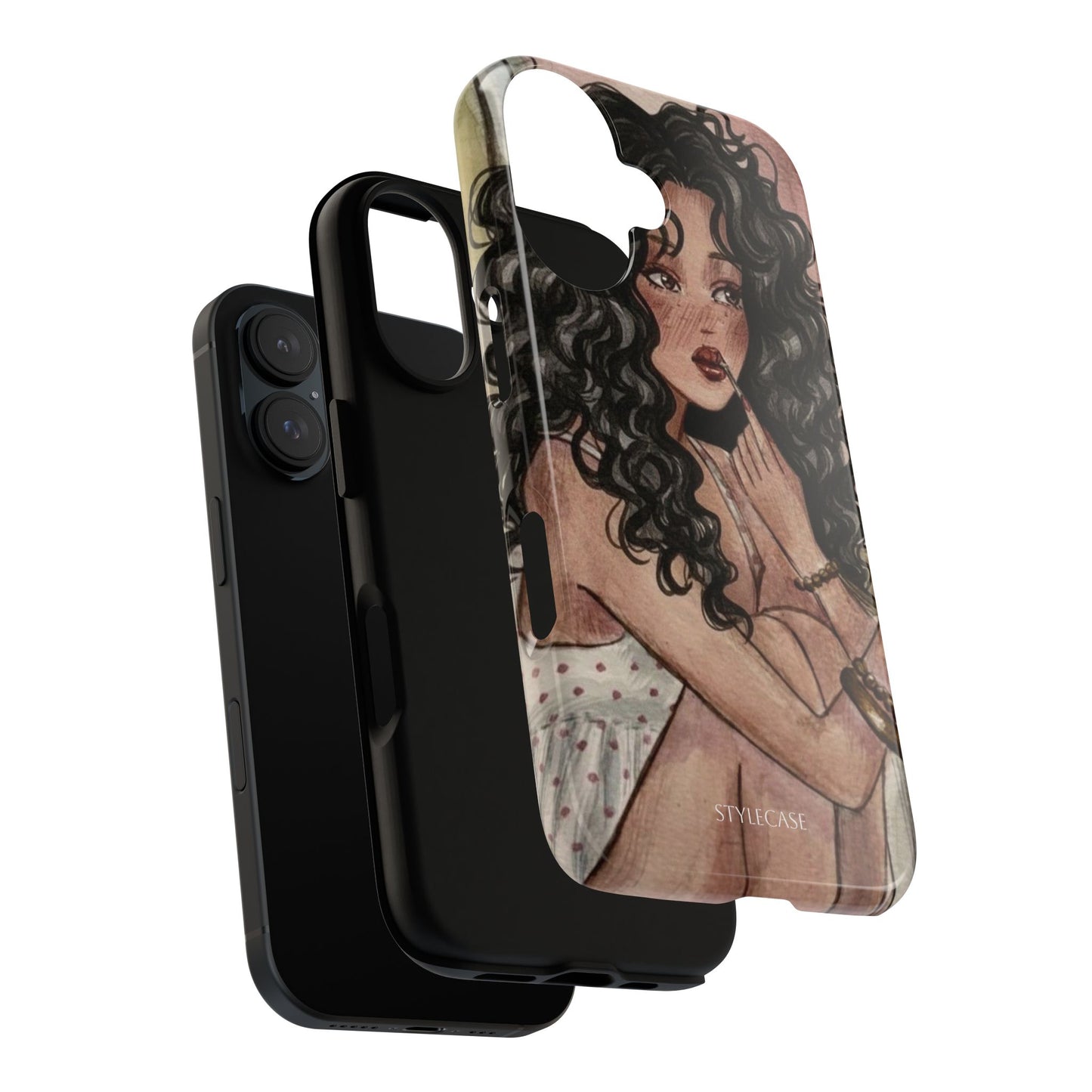 Curly-Haired Woman Phone Case – Vintage Vibe Premium Tough Case
