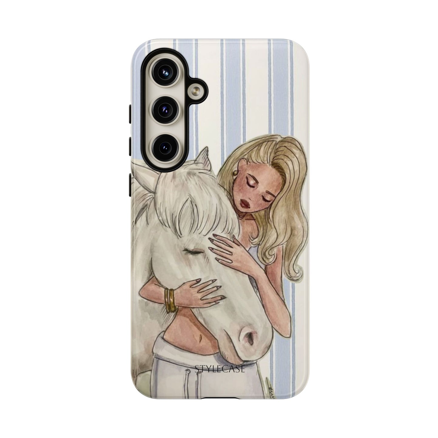 Blonde Woman & White Horse Phone Case - Samsung & Iphone Case