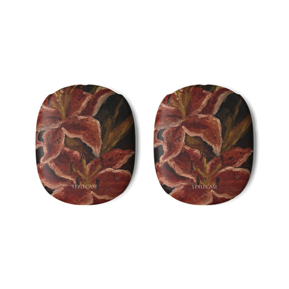 Floral Red Orchid AirPods Max Case — Protective Decorative Headphones Case