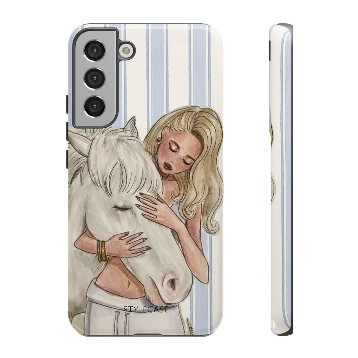 Blonde Woman & White Horse Phone Case - Samsung & Iphone Case