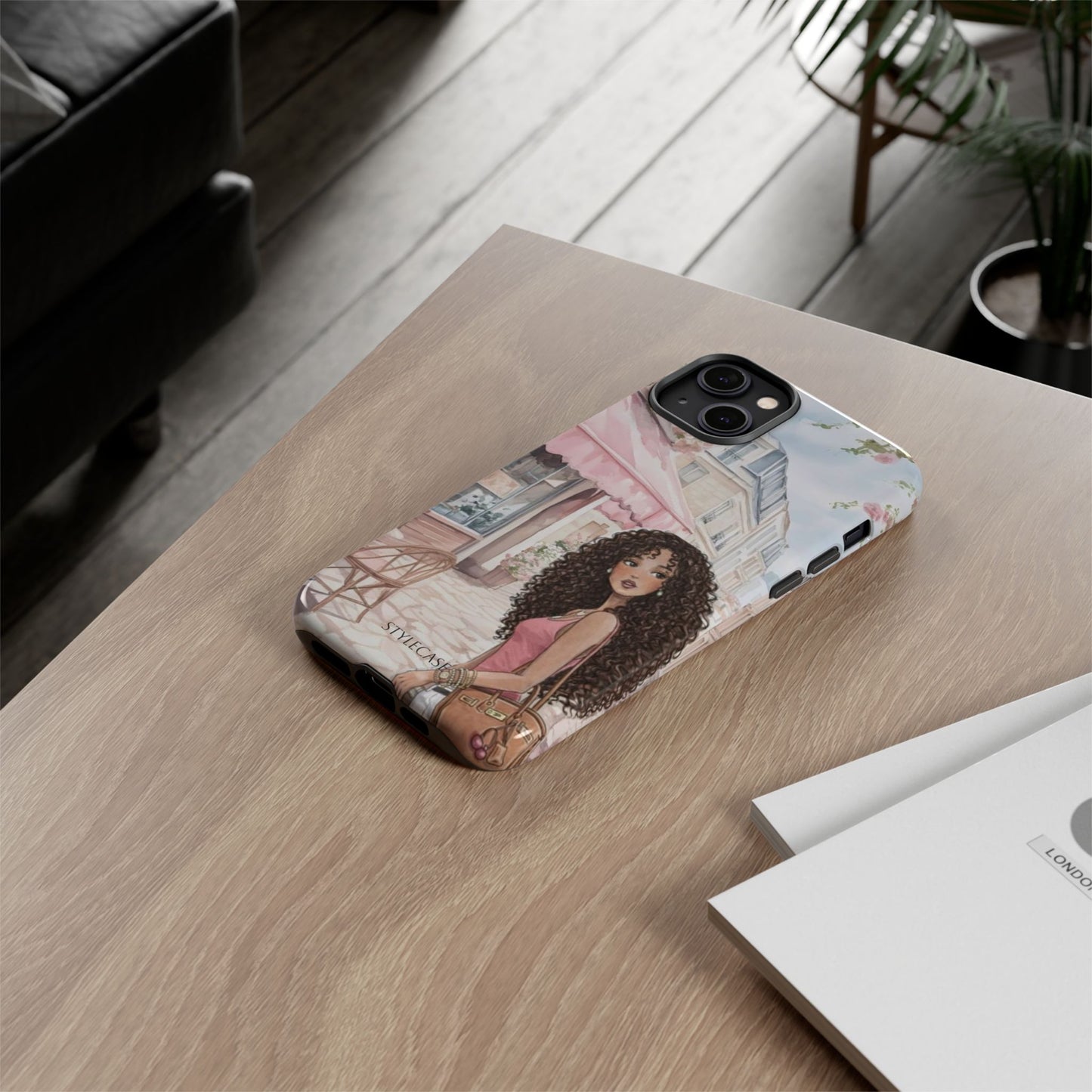 Paris Cafe Phone Case — Curly-Haired Girl Premium Cover