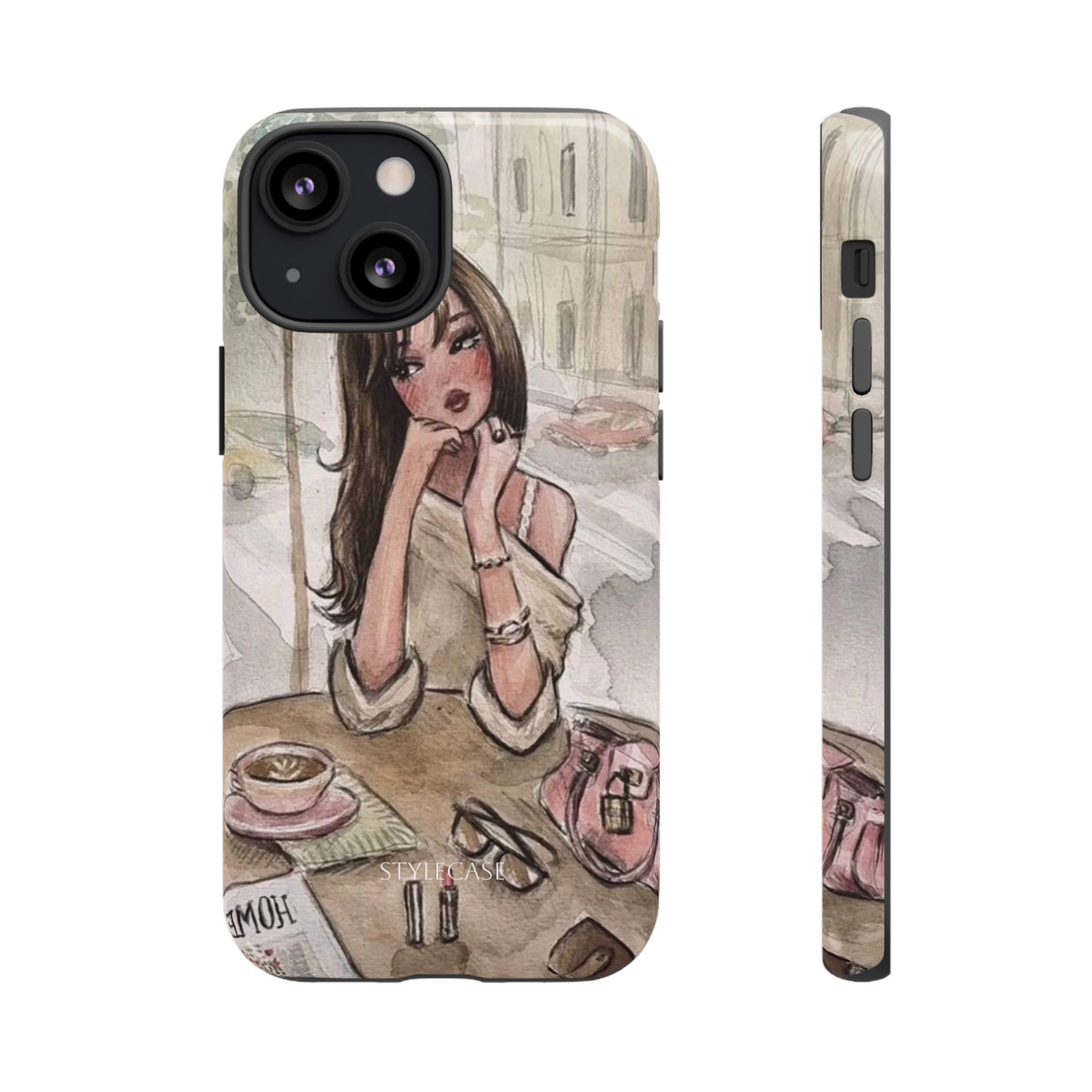 Chic Girl Café Phone Case — Cute Samsung & Iphone Cover