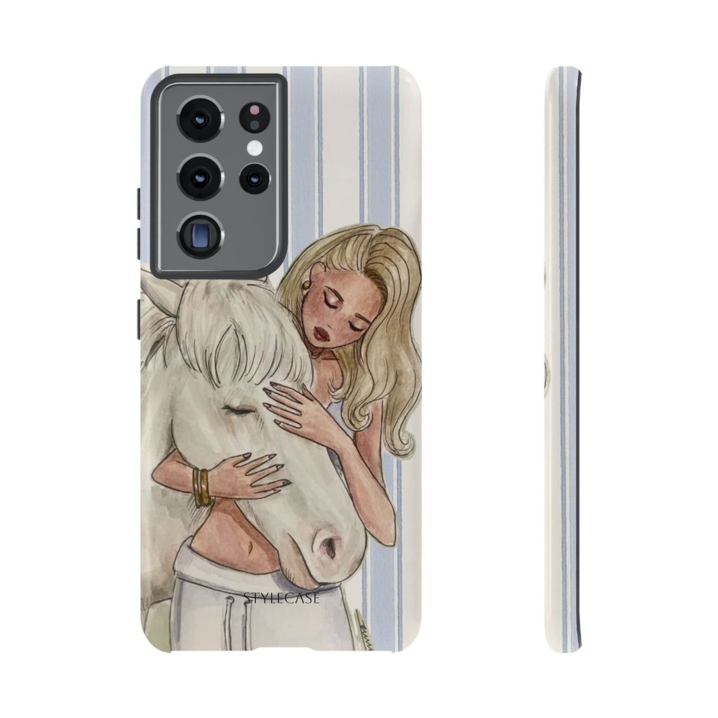 Blonde Woman & White Horse Phone Case - Samsung & Iphone Case