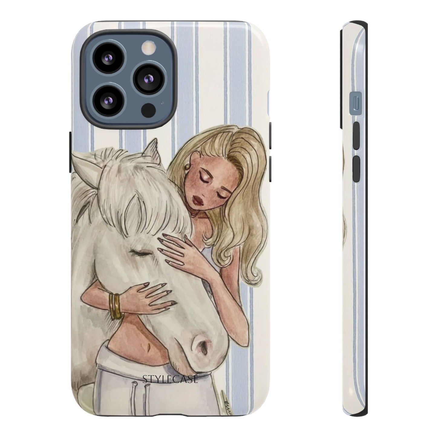 Blonde Woman & White Horse Phone Case - Samsung & Iphone Case