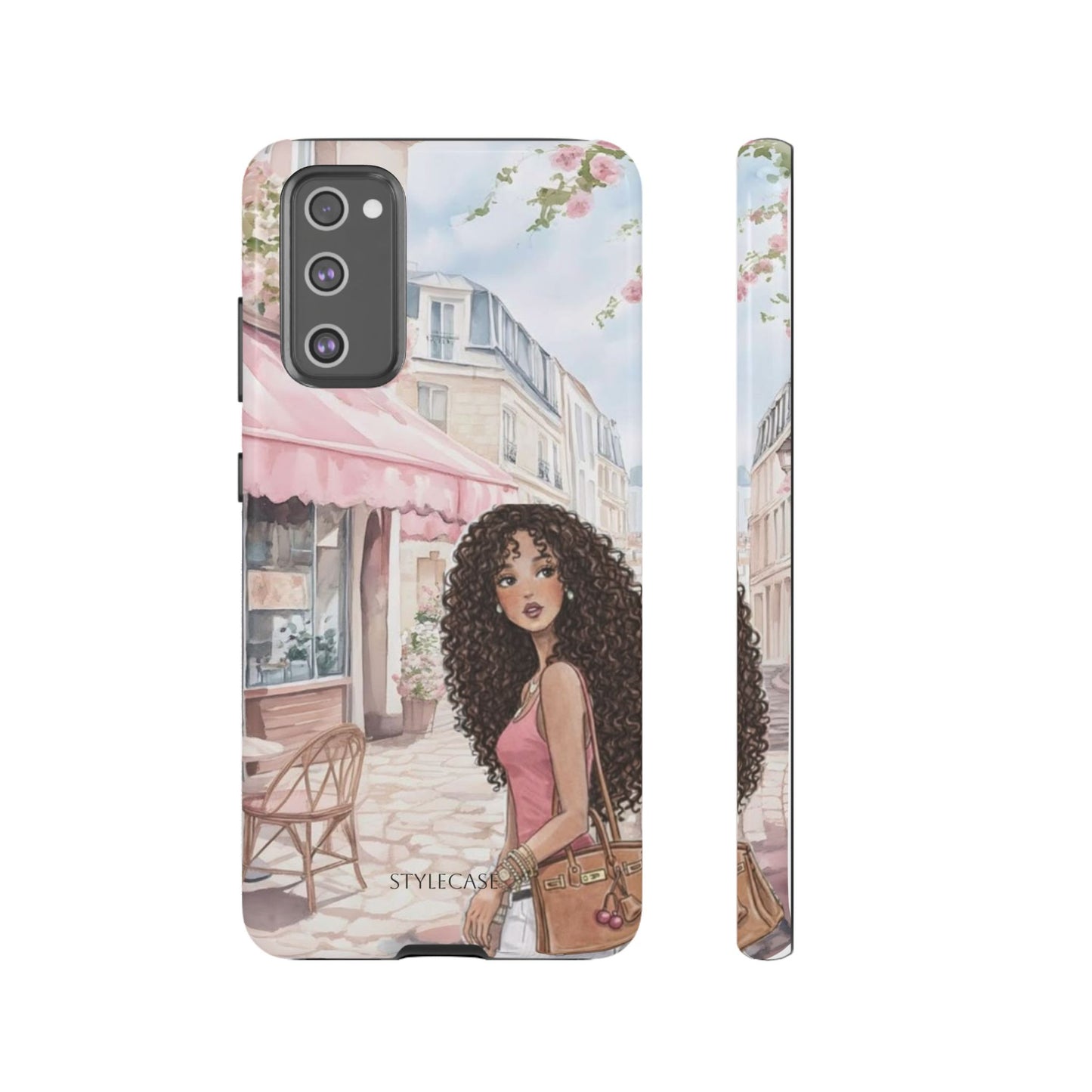 Paris Cafe Phone Case — Curly-Haired Girl Premium Cover