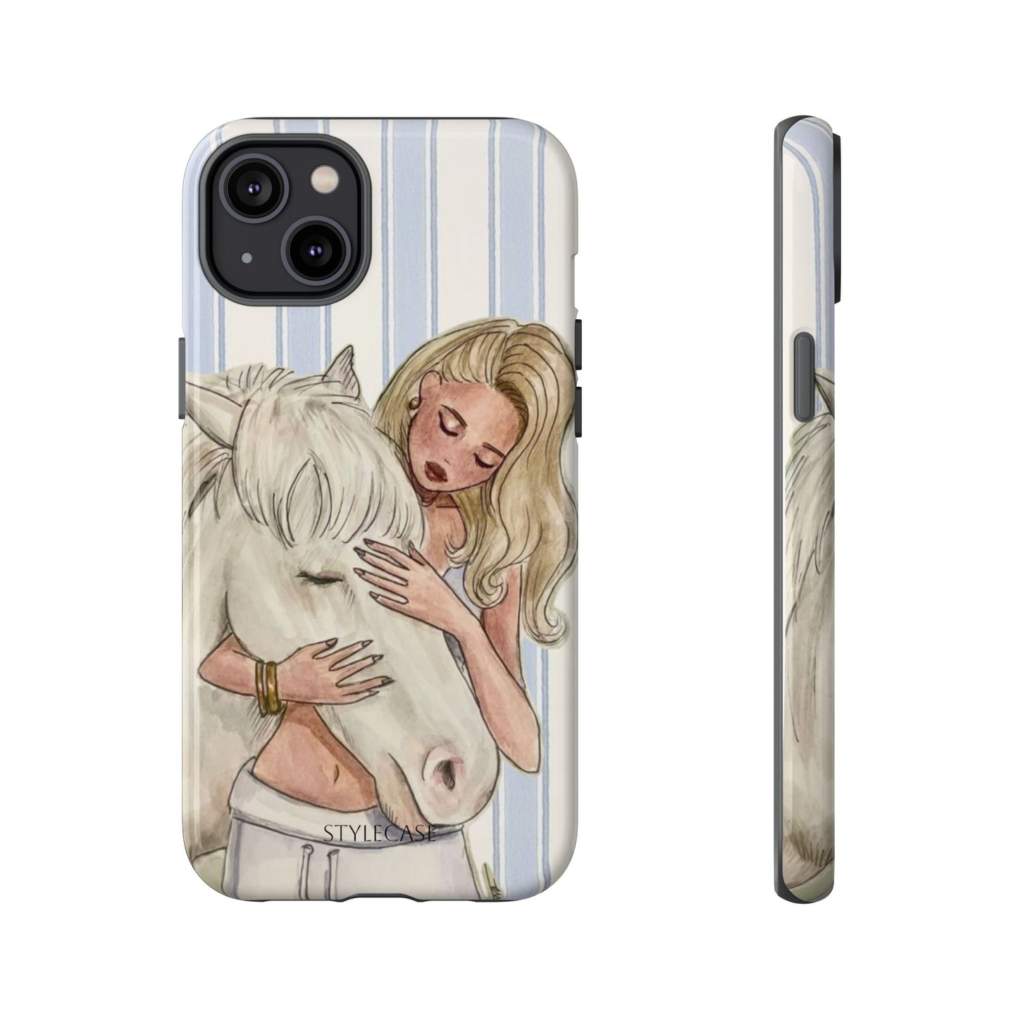 Blonde Woman & White Horse Phone Case - Samsung & Iphone Case