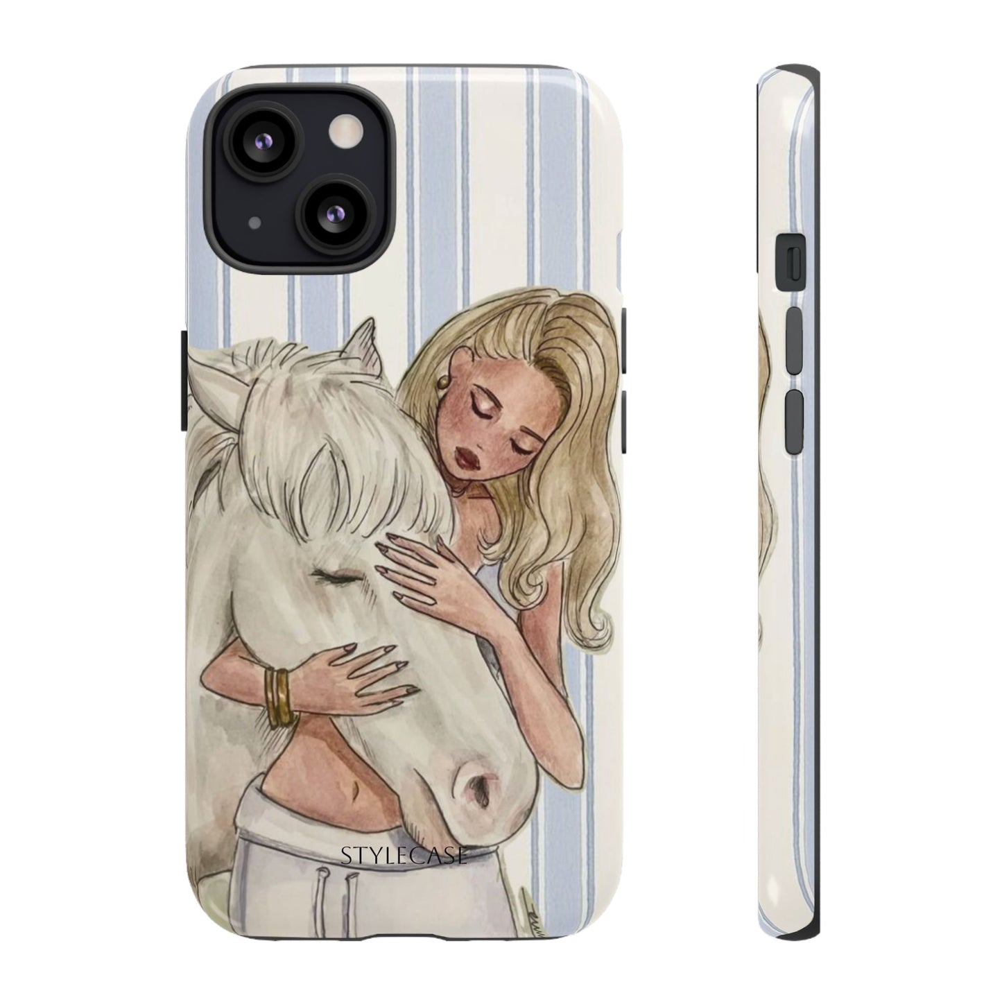 Blonde Woman & White Horse Phone Case - Samsung & Iphone Case