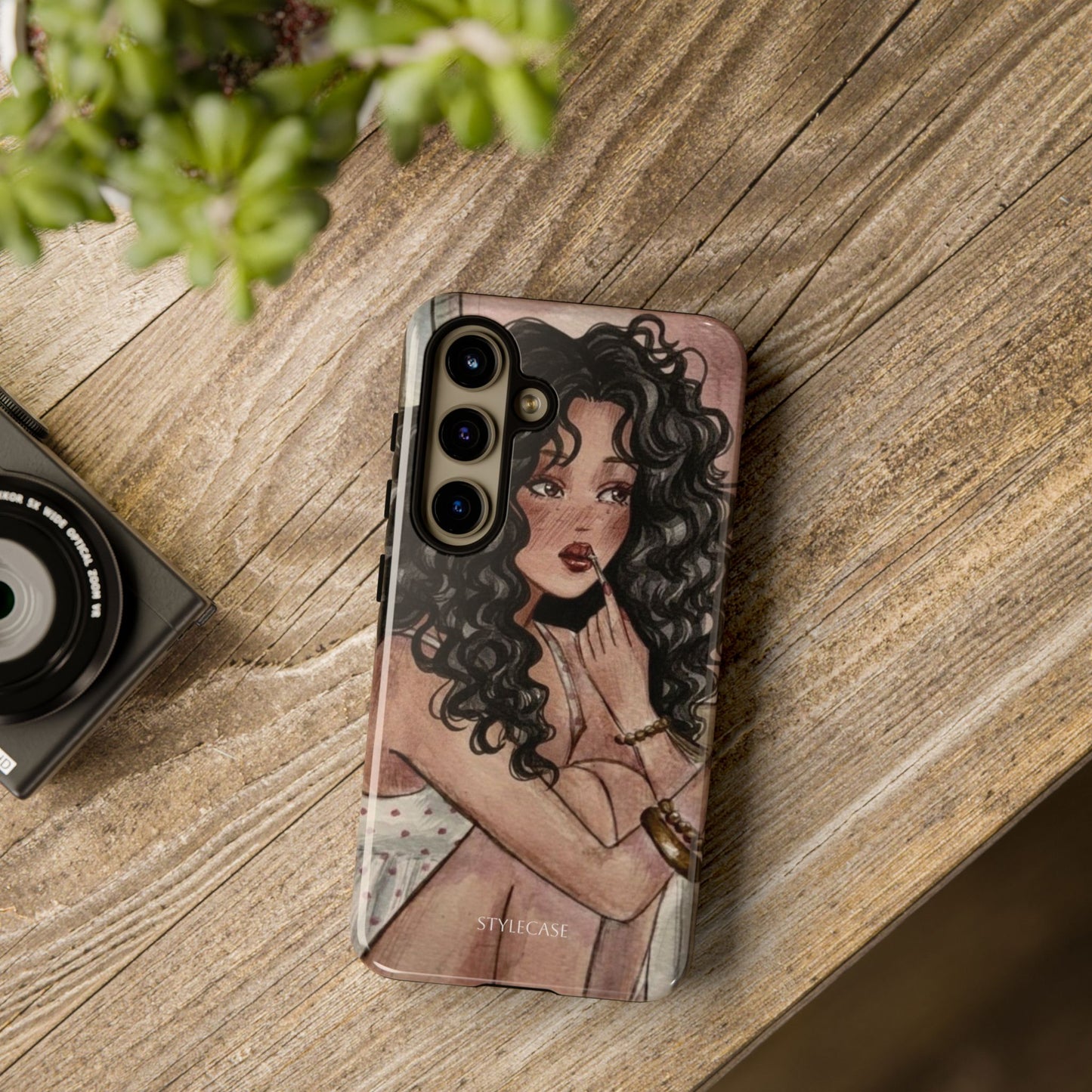 Curly-Haired Woman Phone Case – Vintage Vibe Premium Tough Case